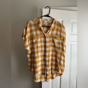 Lucky Brand Button Down Short Sleeve Blouse